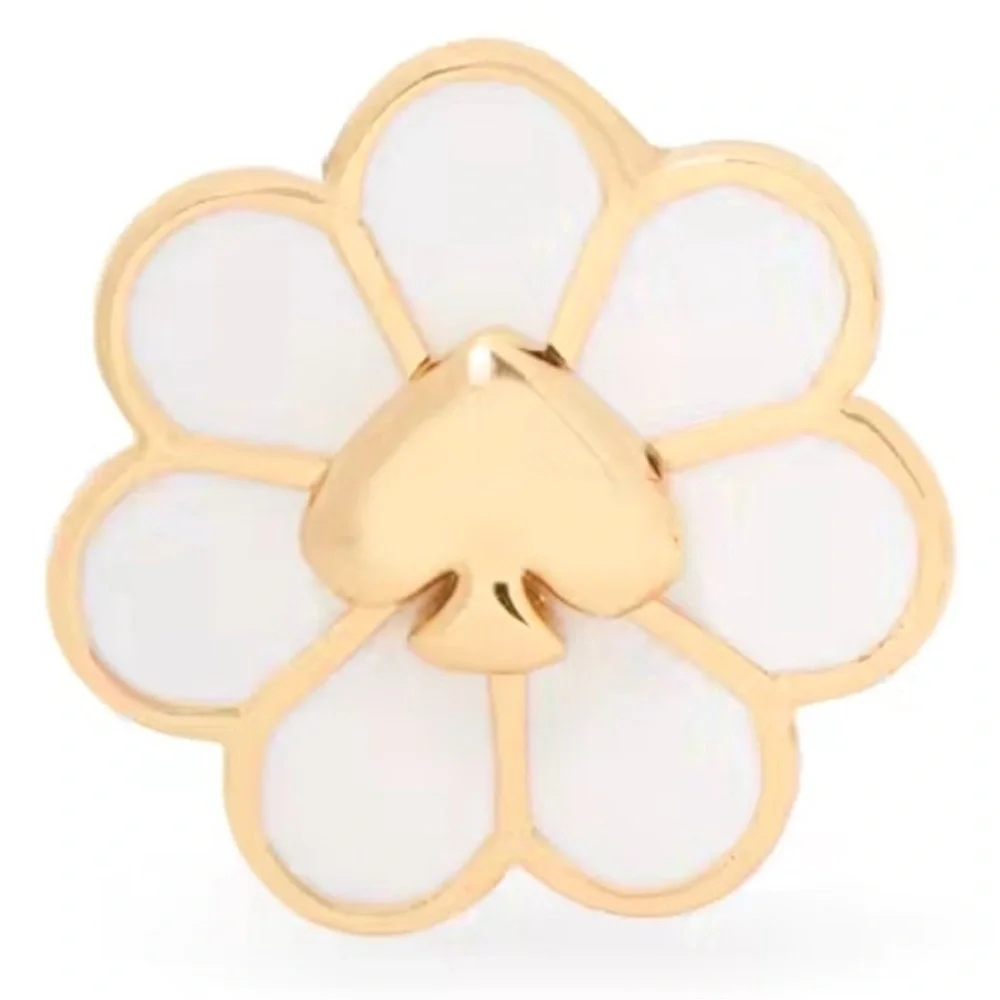 KATE SPADE Day Tripper Daisy Stud Earrings NEW White and Gold